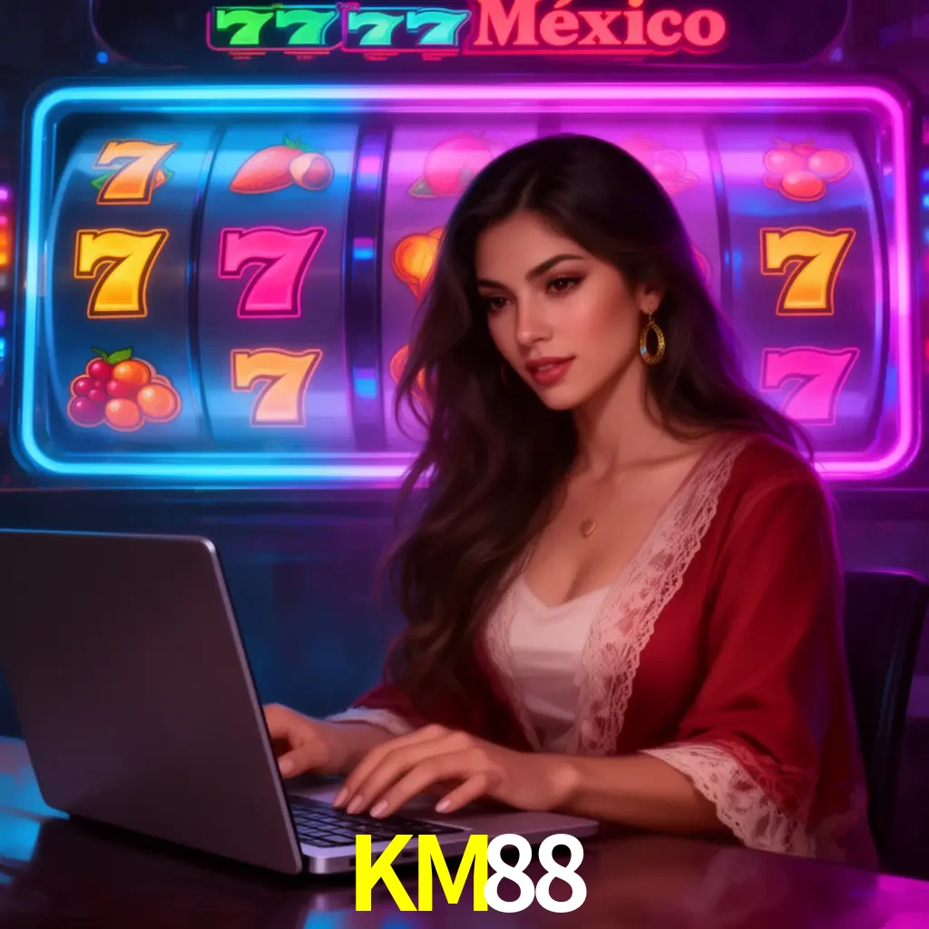 KM88 Slots - tragamonedas, RTP y control Tragamonedas KM88 con símbolos, saldo móvil y reglas de apuesta visibles